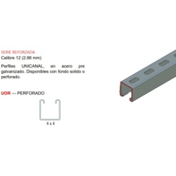 ANCLO ANC-UOR-4X4 Unicanal Perforado Rojo 4 x 4 cm x 3 m / Calibre 12.