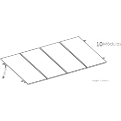 BASEL KITBASEL1X10 Estructura de Montaje Fotovoltaico / Losa Plana / Configuración 1x3 / Viento 170 km/h / Inclinación 10° / Rieles E-O 3.55 m (11.65 ft) / Rieles N-S 2.14 m (7.02 ft) / Altura 0.52 m (1.71 ft) / Área 10 m² / Módulos 645