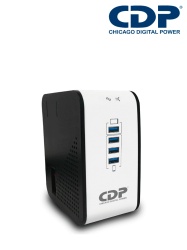 CHICAGO DIGITAL POWER CDP2300008 CDP R2CU-AVR1008 - Regulador de Voltaje de Escritorio / NEMA 5-15 / 1000VA / 500W / 8 tomas de salida / 1 Toma para carga de tablet / 3 Tomas para carga de smartphone