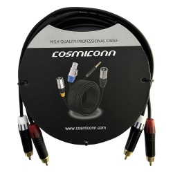 COSMICONN CRC032RM2RM3001 Cable 2 RCA x 2 RCA conectores negros con diferenciador de blanco y rojo (2x MT380-RD - 2x MT380-WH) length 3m