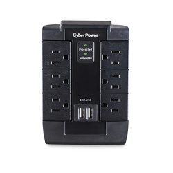 CYBERPOWER P600WSURC1 Multicontacto con Supresor de Picos de Pared Voltaje de Entrada 125 Vca NEMA 5-15P Con 6 Salidas NEMA 5-15R 2 Puertos de Carga USB 1200 Joules