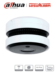 DAHUA DHT1440016 DAHUA WISUALARM DHI-HY-SAV849HA-E -Camara IP 5MP con IA para Deteccion de Incendio Detector Fotoelectrico Buzzer de 85 dB WDR Real Flip E&S de Alarma IR de 20 Metros PoE Micro