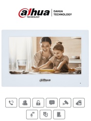 DAHUA DHT2210013 DAHUA VTH2621GW-P - Monitor IP Touch de 7 Pulgadas/ Serie Lite/ Blanco/ Poe Estandar/ 6&1 E&S de Alarmas/ Uso Interior/ Modo No Molestar/ H.265/ Soporta Hasta 4 Frentes de Calle y 4 M