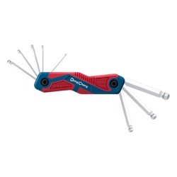 DONG CHENG D092903 Juego de 8 Llaves Hexagonales Milimetricas con cabeza Redonda y porta llaves tipo navaja.