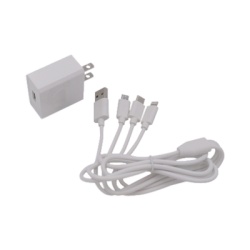 EPCOM POWERLINE PL52C Cargador de pared USB de 5 Vcc 2A / Multi-puertos / USB-C / Micro USB / Tipo C / Lightning (iPhone) / Extension de cable 1.2 metros
