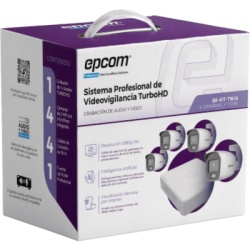EPCOM PROFESSIONAL B8-KIT-TWA Kit TurboHD 1080p / DVR 4 Canales / 4 Camaras Bala Dual Light con Microfono Integrado / Fuente de Poder / Accesorios de Instalacion