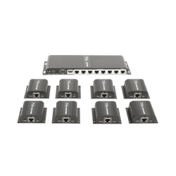EPCOM TITANIUM TT718PRO Kit Divisor y Extensor HDMI (Extender Splitter) / Divide 1 Fuente HDMI a 8 Pantallas / Extiende la senal HDMI hasta 40 m / Resolucion 1080P @ 60 Hz / Cat 6/6a/7 / Uso 24/7 / Sa