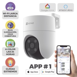 EZVIZ CS-H8C Camara PT WiFi / 2 Megapixel / Cobertura 360° / Detección humana / Seguimiento Inteligente / Sirena / Luz Parpadeante / Colores en Oscuridad / Micro SD / Audio de Dos Vías / Exterior Con Protección