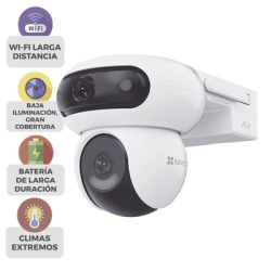 EZVIZ CSHB90X/SP/4G/W Kit Incluye Camara Wi-Fi 6 + 4G LTE con Panel Solar / Doble Lente (4MP+4MP) / Vision Nocturna ColorFULL / Bateria 10 400 mAh / / IP65 Exterior / IA Deteccion Humana y Vehicular /