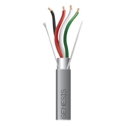 GENESIS 2215-1009/1000 Carrete de 305 Metros (1000 Pies) / Cable 4 x 18 AWG / Color Gris / Blindado / Riser / Aplicaciones de Audio Control de Acceso y Automatizacion