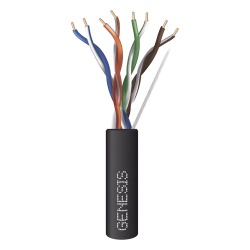 GENESIS 6361-2108/1000 Bobina de Cable de 305 Metros (1000 Pies) / UTP Cat6 PLENUM / Color Negro / UL CMP SPNLS / Probado a 350 MHz / Aplicaciones de CCTV / Redes de Datos / IP Megapixel / Control RS4