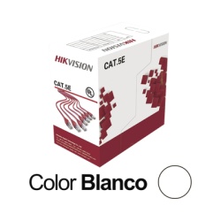 HIKVISION DS-1LN5E-SW Bobina de Cable UTP 305 Metros (1000 Pies) / Cat5E (24 AWG) / Color Blanco / PVC (CM) / Uso en Interior / 100% Cobre / Aplicaciones de CCTV y Redes de Datos