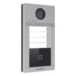 HIKVISION DS-KV8413-WME1(C) Videoportero IP / 2 Megapixel / PoE / IP65 + IK08 / 4 Departamentos / Apertura con Tarjeta / 2 Puertas / 6 Monitores / 129° / IR 3m
