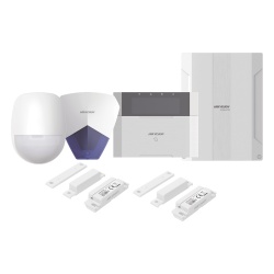 HIKVISION DS-PHA64-LP/PACK(B) Kit Panel de Alarma Híbrido / 64 Zonas / Teclado LCD con Lector de Tags / Sirena 105 dB IP54 / PIR 18 m (59 ft) 90° / Inmune a Mascotas 10 kg