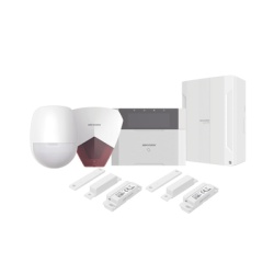 HIKVISION DS-PHA64-LP/PACK(R) Kit Panel de Alarma Híbrido / 64 Zonas / Teclado LCD con Lector de Tags / Sirena 105 dB IP54 / PIR 18 m (59.1 ft) 90° / 2 Contactos Magnéticos