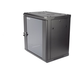 HIKVISION DS-XS6412-S/B Gabinete de Pared y Piso / 12U Rack 19" / Cristal Templado / Carga 40 kg / Laterales Desmontables / 600 x 635 x 450 mm (23.6 x 25 x 17.7 in)