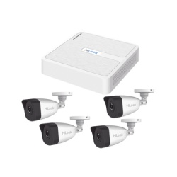 HiLook by HIKVISION KIP4MP/4B Kit IP 4 Megapixel / NVR de 4 Canales con 4 Puertos PoE / 4 Camaras IP Dual Light con Microfono Integrado / Bala para Exterior