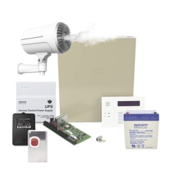 HONEYWELL HOME RESIDEO VISTA48LAFOG/6160RF Panel de alarma VISTA-48LA / Generador de niebla SF501P 150 m³ en 10s / Transformador RT1640LS / Batería 12V 4.5Ah