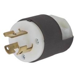 HUBBELL HUB-HBL-4570C Clavija Industrial con Bloqueo de Media Vuelta / 15 A 250 V CA / 2 Polos 3 Hilos / Color Blanco y Negro / Nema L6-15P.