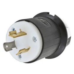 HUBBELL HUB-HBL2331 Clavija Industrial con Bloqueo de Media Vuelta / 20 A 277 V CA / 2 Polos 3 Hilos / Color Blanco y Negro / Nema L7-20P