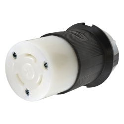 HUBBELL HUB-HBL2613 Conector Industrial con Bloqueo de Media Vuelta / 30 A 125 V CA / 2 Polos 3 Hilos / Color Blanco y Negro / Nema L5-30R.