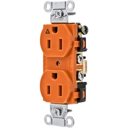 HUBBELL HUB-IG-5252 Contacto Duplex Conexion a Tierra Aislada/ 15A 125V/ 2 polos 3 Hilos/ Nema 5-15R /Grado Comercial/ Color Naranja.
