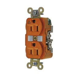 HUBBELL HUB-IG5262 Contacto Duplex Conexion a Tierra Aislada 15A 125V/ 2 Polos 3 Hilos/ Color Naranja/ Nema 5-15R/ Grado Industrial.
