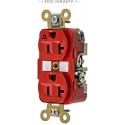 HUBBELL HUB-IG5362R Contacto Duplex Conexion a Tierra Aislada/ 20 A 125 V/ 2 polos 3 Hilos/ Color Rojo/ Nema 5- 20R/ Grado Industrial.