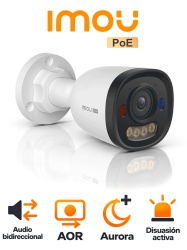 IMOU IPC-PU3EN-4P0 - Cámara Bullet IP 4MP/ Lente 2.8mm/ Audio Bidireccional/ Aurora Visión Nocturna/ Detección Humanos y Vehículos / Soporta MicroSD de Hasta 512Gb/ AOR mode / IR 30 Mts/ Para Exterior