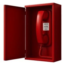 INIM ELECTRONICS EVCSTAR Dispositivo Telefonico de Emergencia | Grado de Seguridad 3 | Metal Rojo RAL3001 | 32 Telefonos por Linea | Conexion IFAMFFT