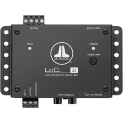 JL AUDIO 10-03328-00 Convertidor de Salida de Línea de Vehículo JL Audio LoC-22 / 2 Canales de Entrada / 2 Canales de Salida / Alimentación 9-16 V CC / Salida Máxima 8 V RMS / Relación S/N 118 dB / Respuesta de Frecuencia 3 Hz-32 kHz / Fusib