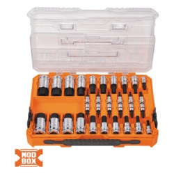 KLEIN TOOLS 65233-HEX Juego de Dados Moleteados / SAE-Metrico-Hex-TorxÂ® / 13 Piezas por Set / Acabado Moleteado para Mejor Agarre / Marcado en Relieve / Incluye Llaves Cuadradas