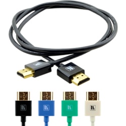 KRAMER C-HM/HM/PICO/BK-3 Cable HDMI Ultra Delgado Alta Velocidad con Ethernet | 4K@60Hz (4:4:4) | 18Gbps | Conector HDMI Delgado 16 mm (0.63 in) | Radio de Curvatura 36 mm (1.42 in) | Triple Blindaje | Conectores Chapados en Oro 24K | 0.9 m | Negro