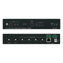 KRAMER DA3-24-H Distribuidor y Switcher 2x1:4 | 4K@60Hz 4:4:4 | HDMI 2.0b | HDCP 2.3 | 18Gbps | EDID Inteligente | Escalado Automatico | Audio Analogico | RS-232 | Alimentacion 20 VDC | Montaje en Rac