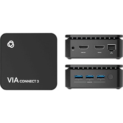 KRAMER VIA-CONNECT3 Solución de Presentación y Colaboración Inalámbrica 4K | Super-Compacta 9x9 cm | Wi-Fi y LAN Integrados | Cifrado 1024 bits | AirPlay, Miracast, Chromebook | 4 Participantes Simultáneos | HDMI 4K@30 Entrada y Salida | Ge