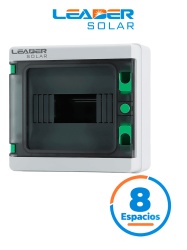 LEADER HA-8P - Caja de Distribución de 8 espacios IP65 / Uso Exterior protección UV / Ideal para Sistemas Eléctricos y Fotovoltaicos / Instalación flexible / Montaje riel din