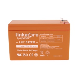 LINKEDPRO BY EPCOM LK7.512FR Bateria de respaldo 12 V | 7.5 Ah | AGM | Certificada UL94-V0 Retardante a la Flama | Especial para Seguridad Electronica | UPS | Sistemas de Emergencia | Vida util 5 anos