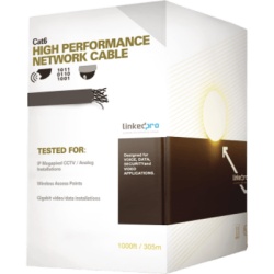 LINKEDPRO BY EPCOM PRO-CAT-6-GELX-V2 Cable Cat6+ Calibre 23 UTP Intemperie con Gel Doble Chaqueta ETL UL Color Negro de 305 Metros (1000 Pies) para Climas Extremos