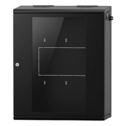 LINKEDPRO SR-19-24-GAPV5 Gabinete Rackeable 24 UR / 19 Pulgadas / Puerta de Cristal / Acero Calibres 18 y 22 / Montaje en Pared / Capacidad de Carga 80 Kg / Pintura Electroestatica Negra / Abatible 12