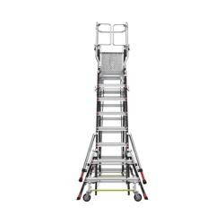Little Giant Ladder Systems CAGE8FTR Escalera de Fibra de Vidrio con Jaula de 8 -14 (2.44 - 4.27 m). Con Ajuste en Ruedas (RATCHET? Leveler) (SKU:18515-817).