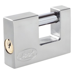 LOCK SYS-L22-C80-ECSB Candado para Cortina Metalica / Medida 80 mm/ Acabado Cromo Satinado/ Nivel de Seguridad 6 / Llave Estandar.