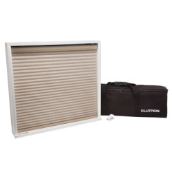 LUTRON CASETA WIRELESS HONEYCOMB-DEMO Kit de demostracion portatil de persiana celular motorizada con control Pico inalambrico pedestal y estuche de transporte para presentaciones con clientes