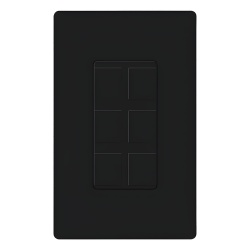LUTRON ELECTRONICS CA-6PF-BL Marco de 6 puertos personalizable en campo para jacks modulares de red coaxial BNC y fibra optica color negro; placa de pared y conectores se venden por separado