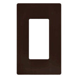 LUTRON ELECTRONICS CW1-BR Placa de pared Claro de 1 espacio (1-gang) sin tornillos visibles apertura tipo decorador acabado brillante color cafe para atenuadores e interruptores Lutron