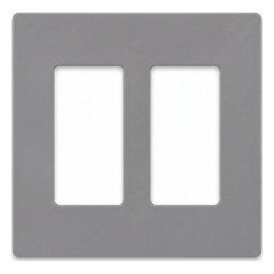 LUTRON ELECTRONICS CW2GR Placa de pared Claro de 2 espacios sin tornillos visibles para atenuadores apagadores y controles Lutron con apertura tipo Designer acabado brillante color gris