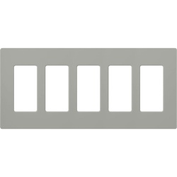 LUTRON ELECTRONICS CW5-GR Placa de pared Claro de 5 espacios acabado brillante color gris sin tornillos visibles para atenuadores apagadores y controles Pico de Lutron - Img 2