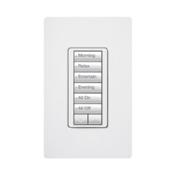 LUTRON ELECTRONICS RRDHN6BRLWH Teclado hibrido C?L de 6 botones con subir/bajar y atenuador integrado de 450 W (100 W en LED/CFL) requiere neutro para sistema RadioRA 2 color blanco