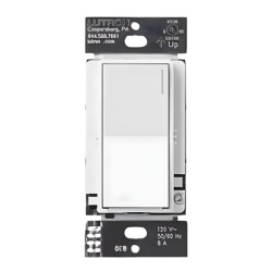 LUTRON ELECTRONICS RRSTRDSW Atenuador auxiliar Sunnata de pared para control de 3 vias o escalera 120 V companero cableado del atenuador principal del sistema RadioRA 3 color blanco mate (Snow)