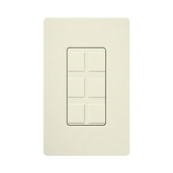 LUTRON ELECTRONICS SC-6PF-BI Marco de 6 puertos para conectores de red coaxial y fibra optica con 6 insertos ciegos incluidos acabado satinado color Biscuit