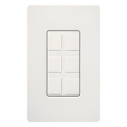 LUTRON ELECTRONICS SC6PFSW Marco de 6 puertos personalizable para conectores de red fibra optica coaxial y telefonia insercion a presion color Snow satinado serie Satin Colors